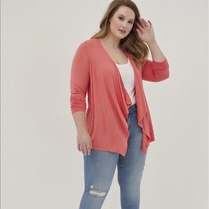 Torrid Drape Front Cardigan - Super Soft - Coral - Size 0